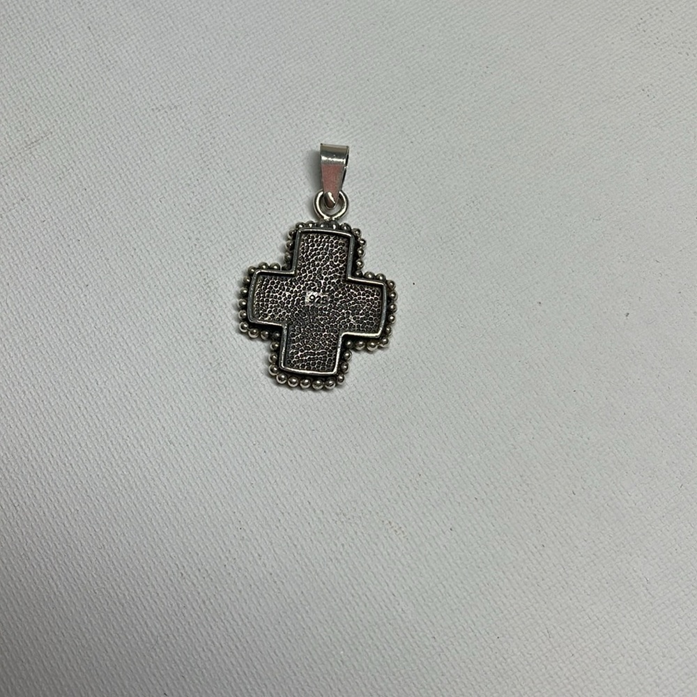 Sterling Silver and Onyx Cross Pendant - Picture 2 of 5